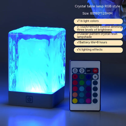 Crystal touch control desk lamp with multiple lighting options measuring 80x80x12mm