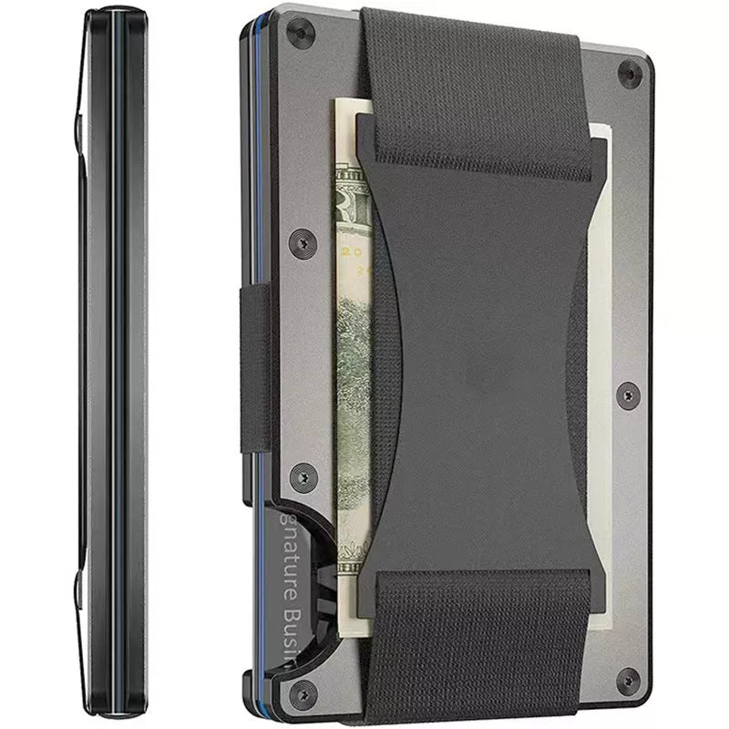 Metal carbon fiber wallet with RFID blocking technology in various colors