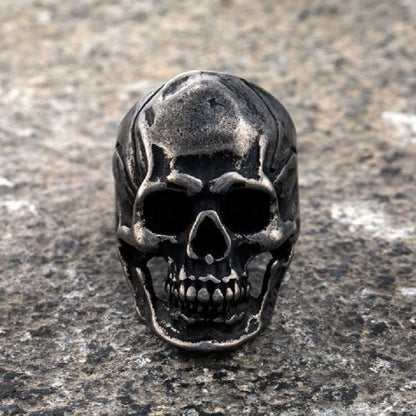 Halloween Punk Skull Ring in stainless steel with detailed skull design