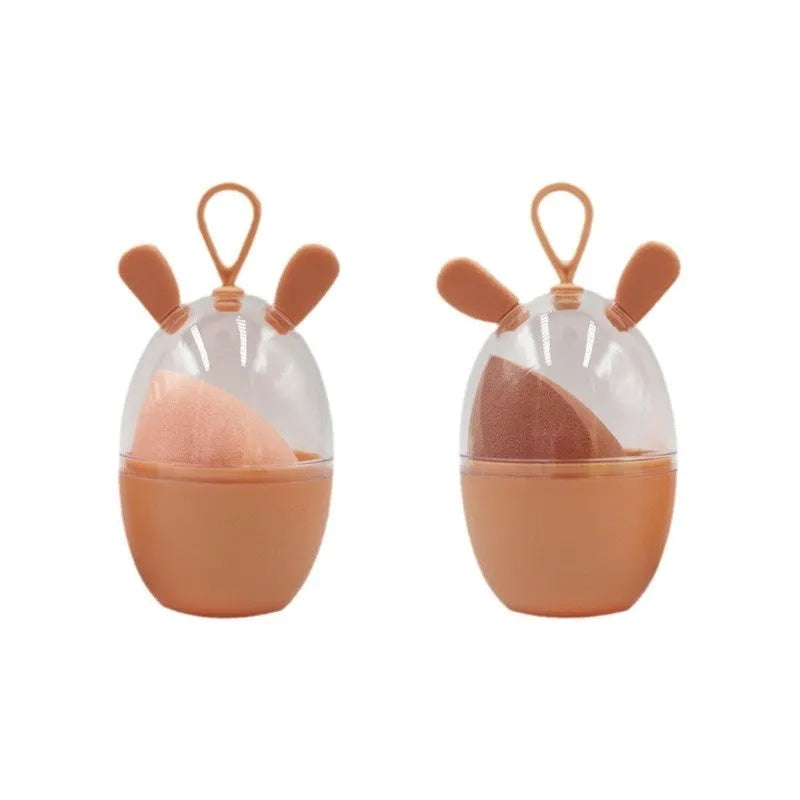 Non-latex dual-use makeup sponge in teardrop, beveled, and gourd shapes, available in ten colours