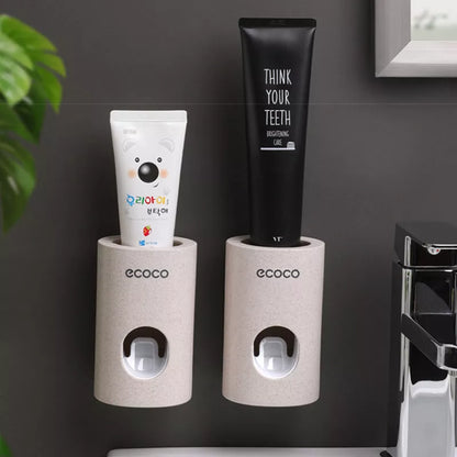 EcoCo Single Toothpaste Dispenser 2-Pack in modern design, compact size 15-18cm