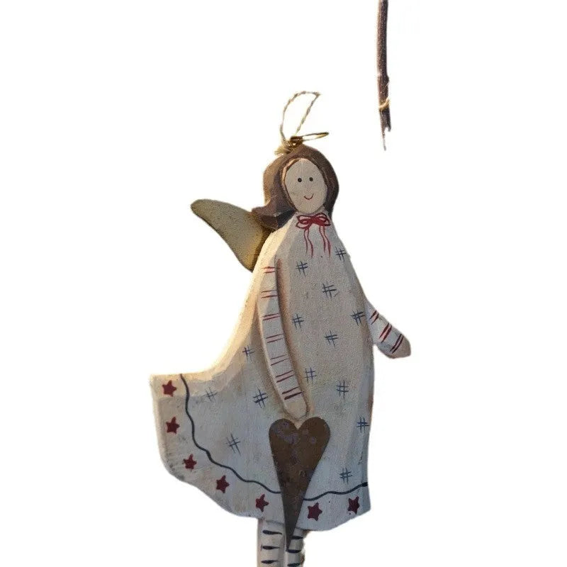 Hand-painted wooden door pendant with carved design options including love heart, XINGX pattern, or letters