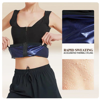 Women's black zip vest shapewear storm sweatshirt with adjustable design for comfort and style.