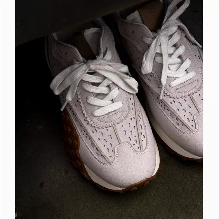 Retro Niche Thick-soled Jogging Sneakers in grey with color-blocking design