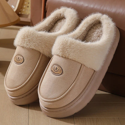Cozy, plush winter slippers for men in various colors with non-slip rubber soles