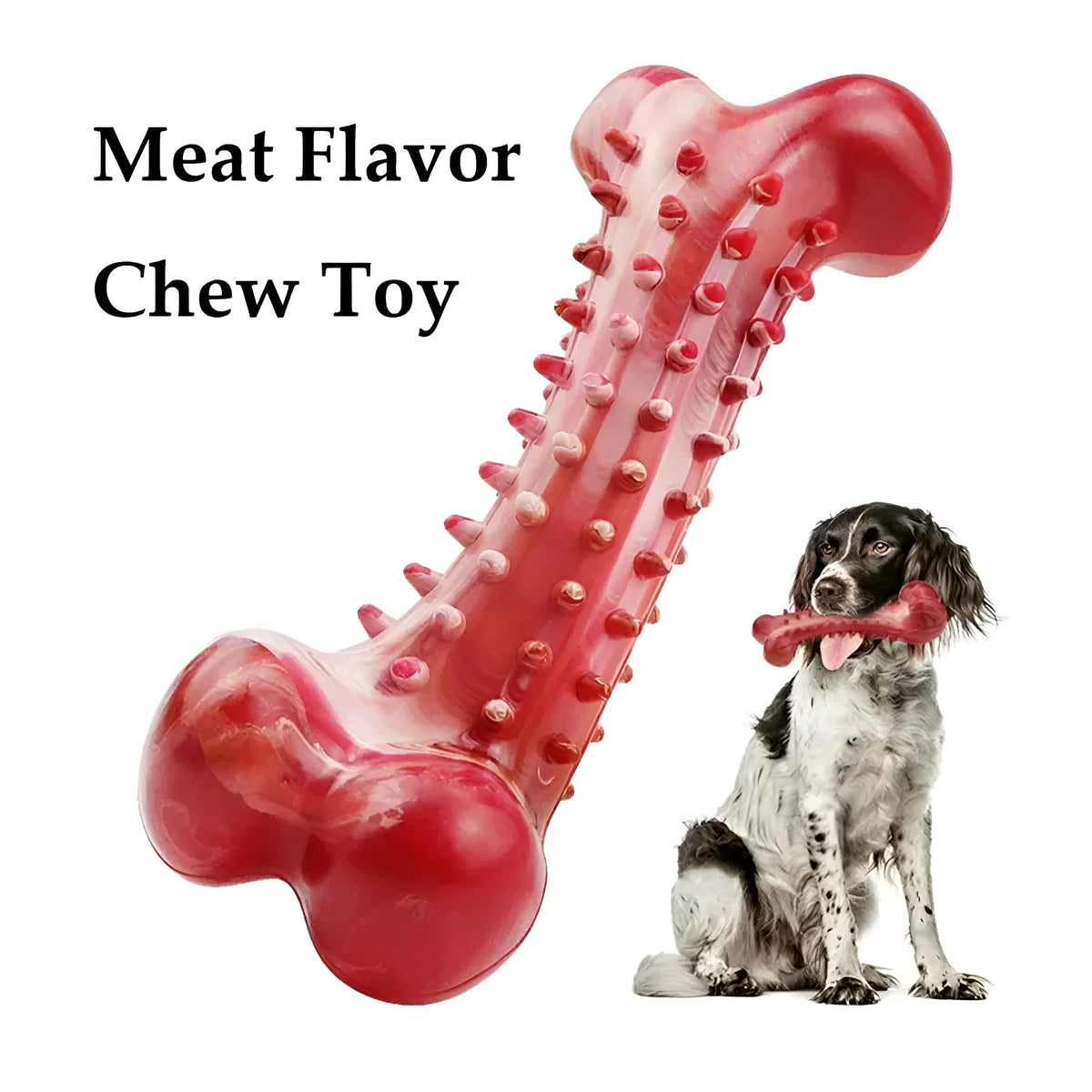 Natural rubber dog chew toy for aggressive chewers with chew bone design