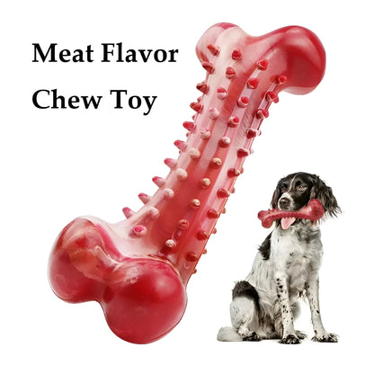 Natural rubber dog chew toy for aggressive chewers with chew bone design