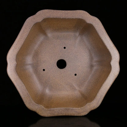 Handmade purple sand plant basin in large hexagonal or Begonia style with breathable clay construction