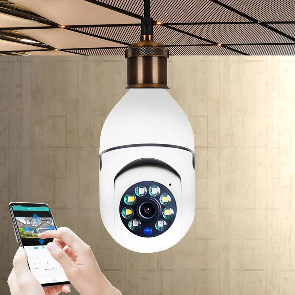 Versatile 1080p Wi-Fi Camera Bulb with 4X Zoom, Automatic Tracking, Colorful Night Vision, and Alexa Integration