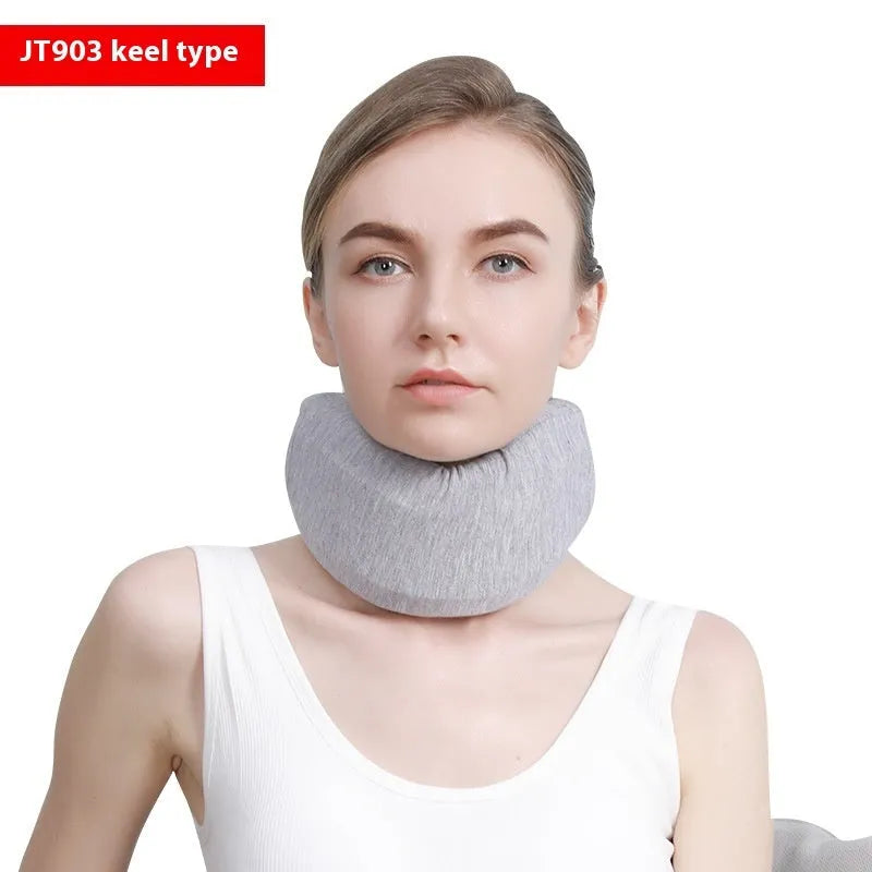 White PP material neck brace showing forward support design for cervical spine alignment
