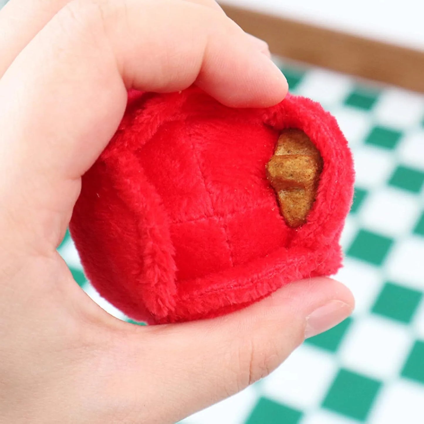 Plush rose flower dog chew toy with squeaker for small dogs and puppies