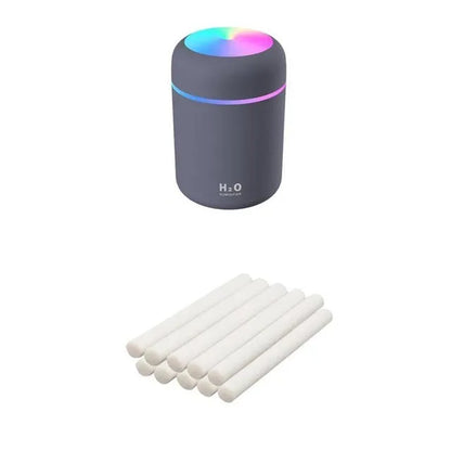 Pink white or navy blue USB desktop humidifier with LED mood lights and 300ml water tank
