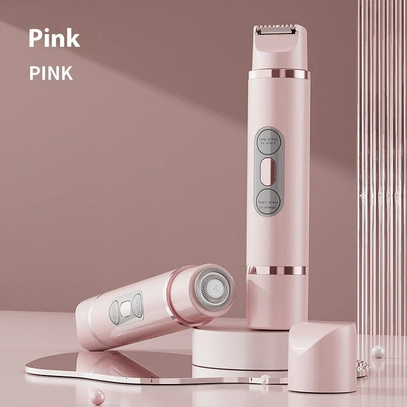 Dual-head electric razor for painless, mess-free hair removal on the face, underarms, bikini line, and legs
