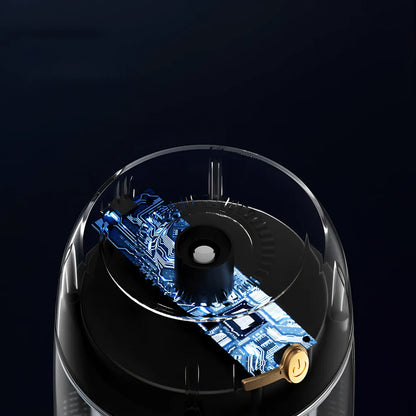 Round USB plug-in aromatherapy humidifier with ambient light and 1.0-2.5 litre water capacity