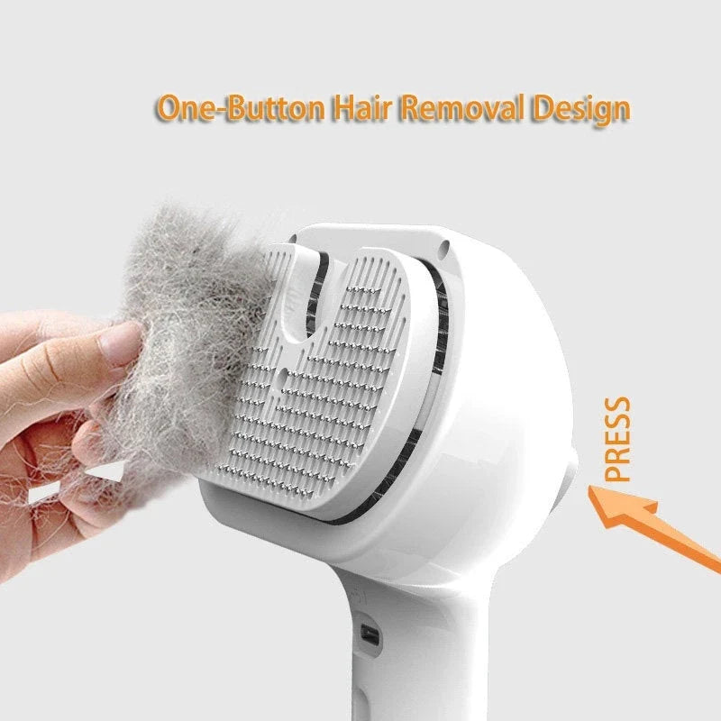Premium pet grooming brush with integrated mister for effortless detangling and coat conditioning