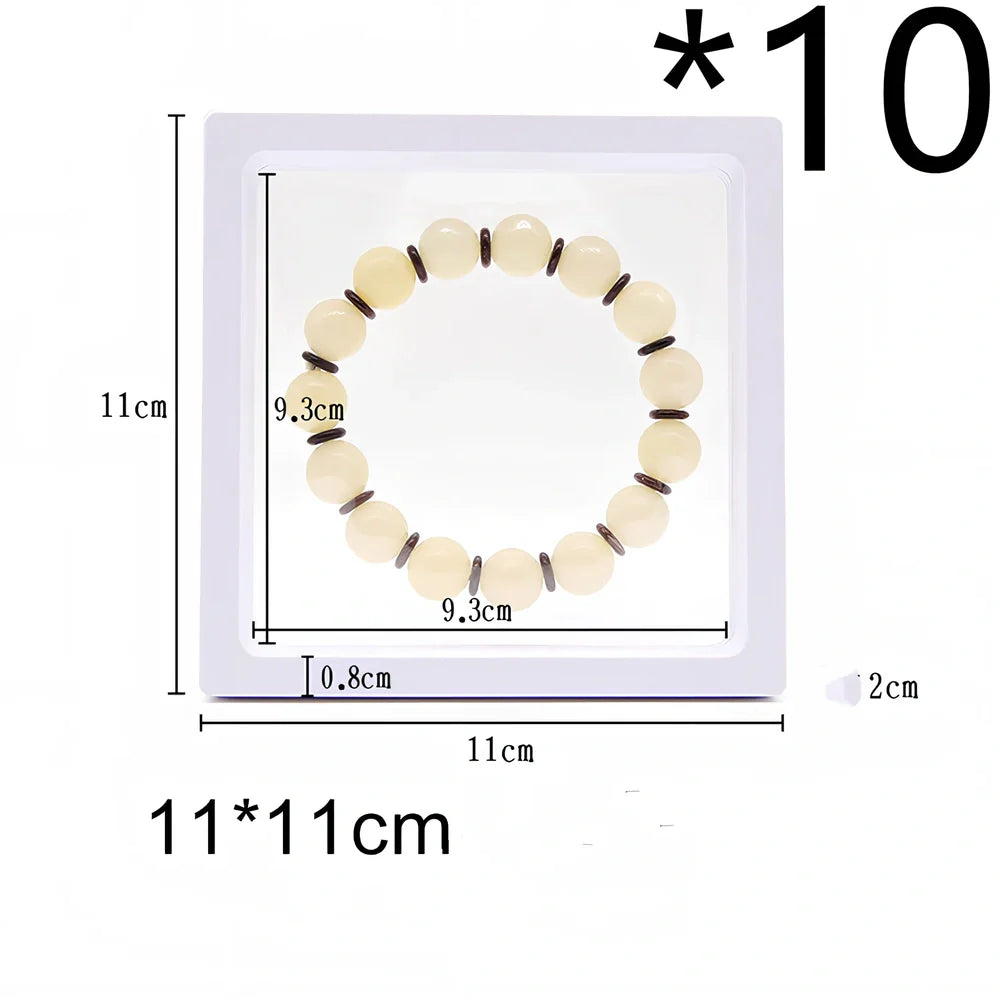 Black 11x11cm suspended 3D floating display frame holder with square base for coins and gems