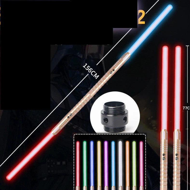 RGB metal lightsaber with extended 156cm length showing LED colours and metal hilt