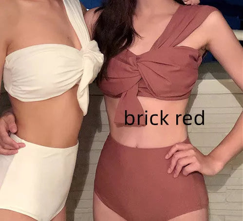 Women's one shoulder high waist bikini in quick-dry fabric