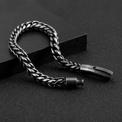 Men's vintage titanium steel bracelet with retro design and geometric shape