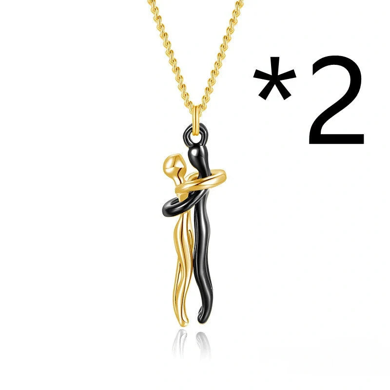 Affectionate Hug Necklace for couples with snake bone chain in brass