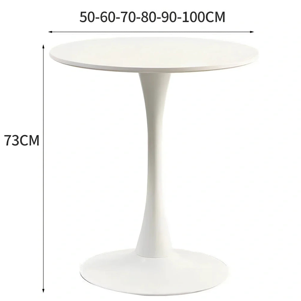 Scandinavian style coffee table with folding chairs in white finish, 60cm diameter