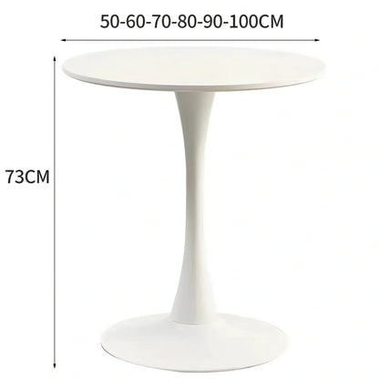 Scandinavian style coffee table with folding chairs in white finish, 60cm diameter