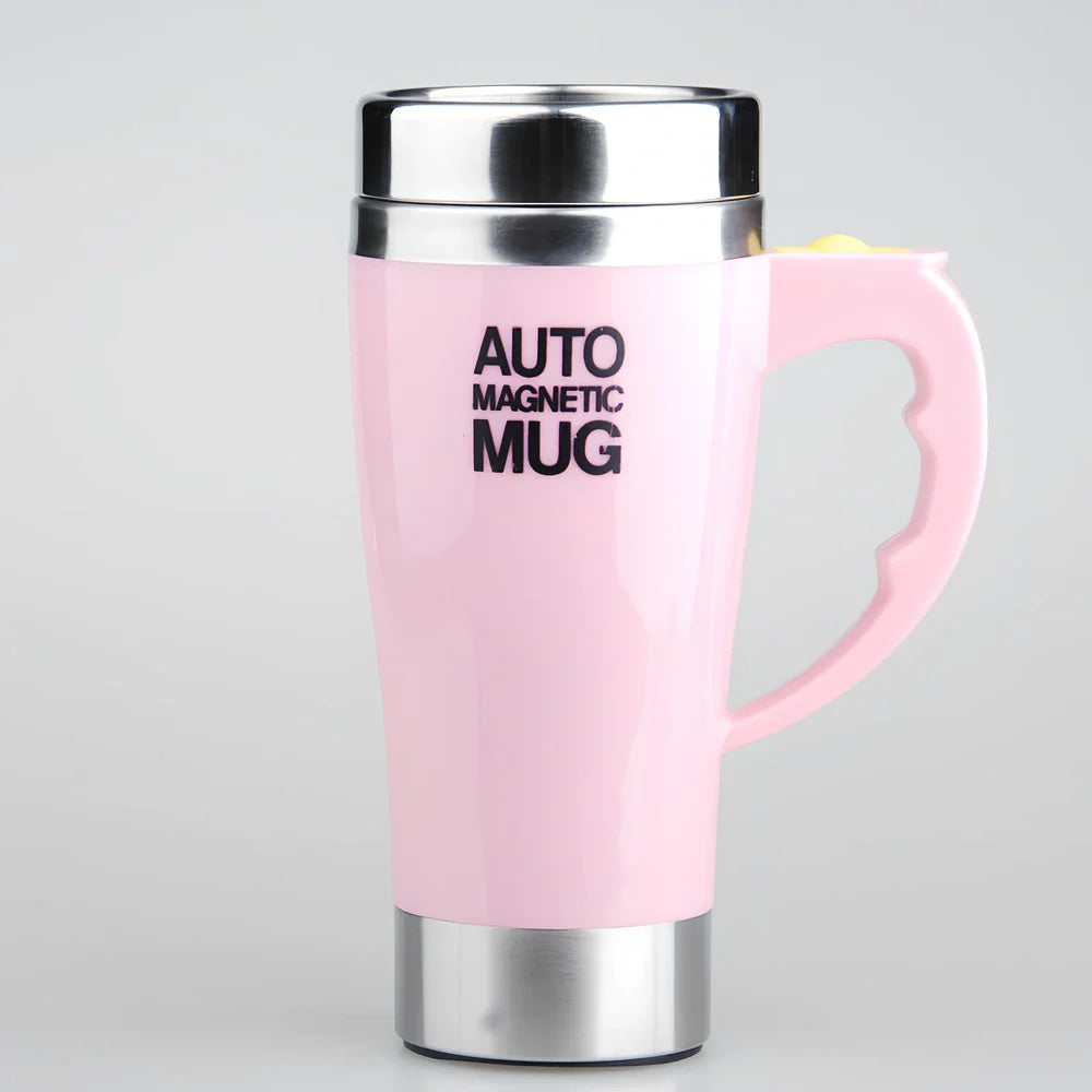 White electric magnetic stirring blender cup showing double-layer construction and leak-proof lid