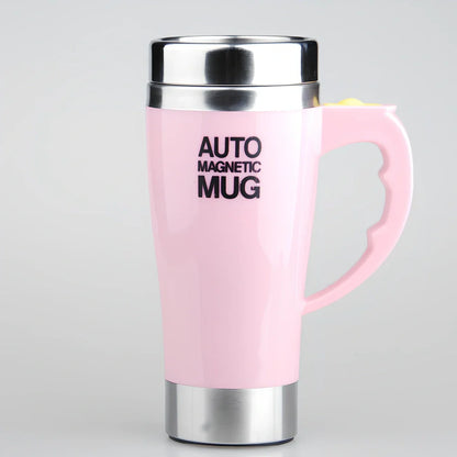 White electric magnetic stirring blender cup showing double-layer construction and leak-proof lid