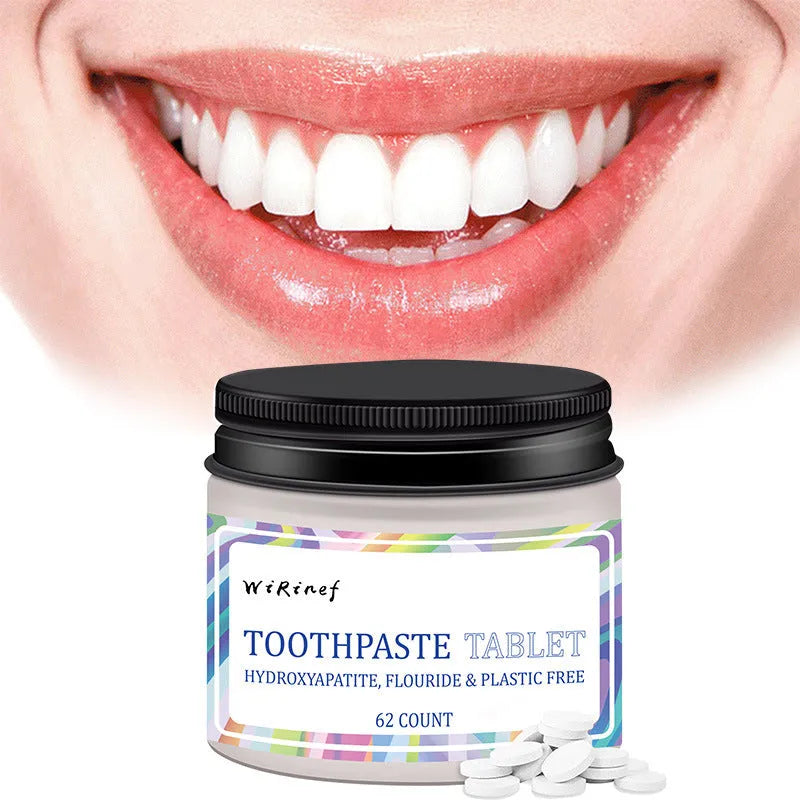 62 solid toothpaste tablets in a container for portable oral hygiene, mint flavour, TP19 variant
