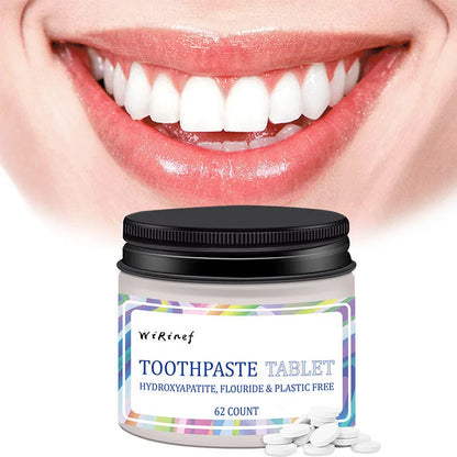 62 solid toothpaste tablets in a container for portable oral hygiene, mint flavour, TP19 variant
