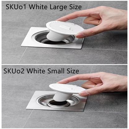 Whale Magnetic Suction Floor Drain Cover in white, orange, or green, blocking sewer odors with a tight seal