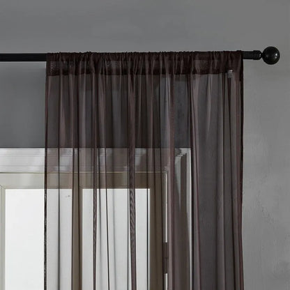 Black modern simple cotton linen window screen curtain hung as a vertical curtain