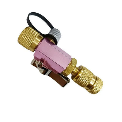 Vacuum valve core disassembly tool set with black and pink valve removers and wrench for tyre maintenance