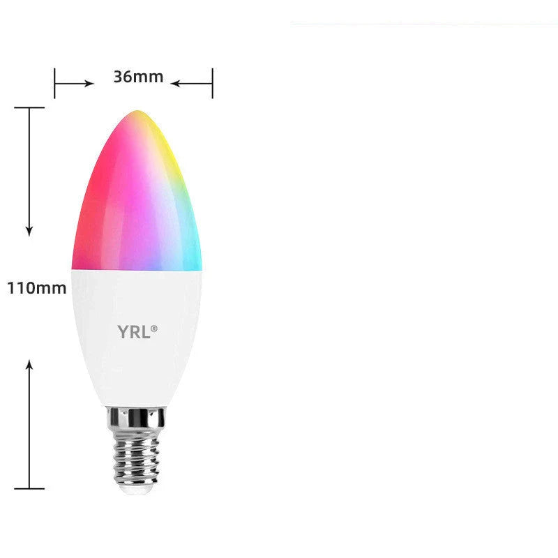Smart WiFi RGBCW dimmable LED bulb with voice control for home lighting and decor