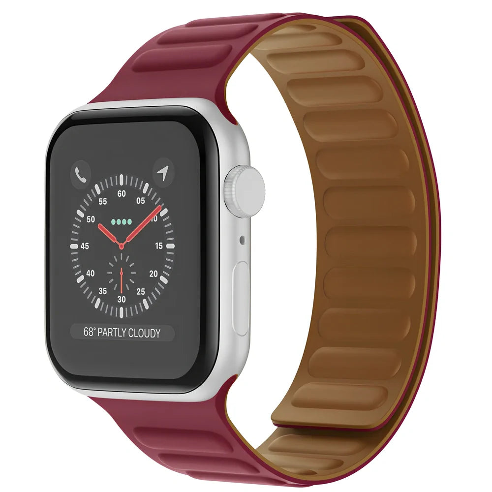 45g silicone magnetic watch strap in multiple colours showing magnetic closure mechanism