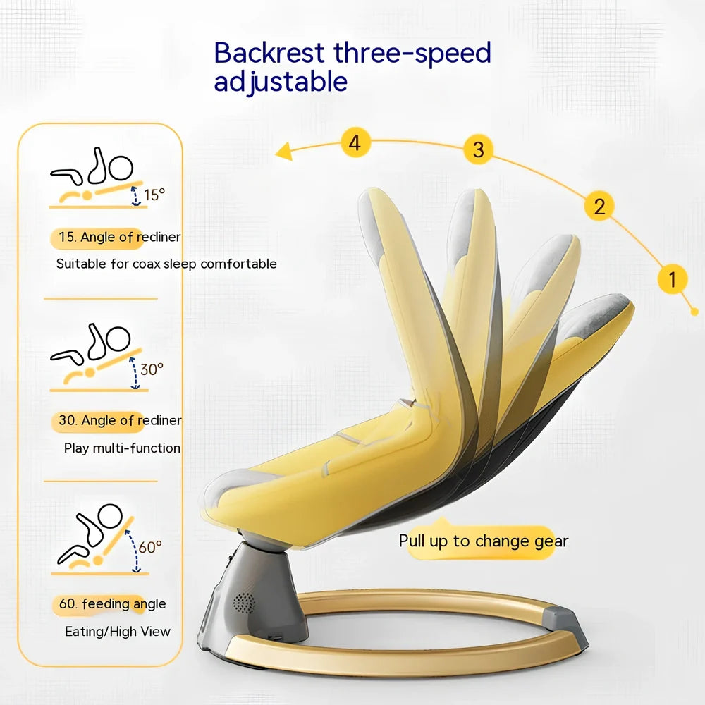 Cloud mist blue electric baby rocking chair with mosquito net and toy holder