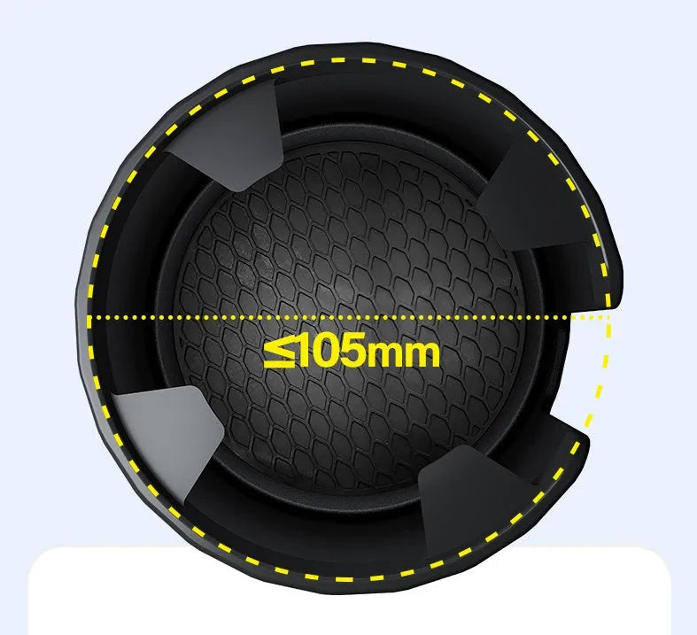 Matte black car cup holder expander with adjustable base for oversized bottles up to 12cm diameter