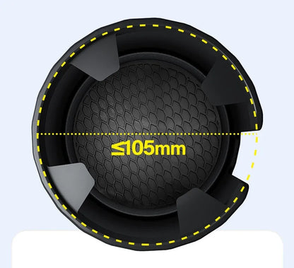 Matte black car cup holder expander with adjustable base for oversized bottles up to 12cm diameter