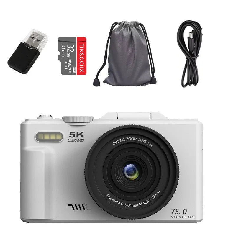 Compact CCD digital camera with Full HD screen and WiFi transmission, 11.5cm x 4.6cm x 6.95cm, in black, pink or white.