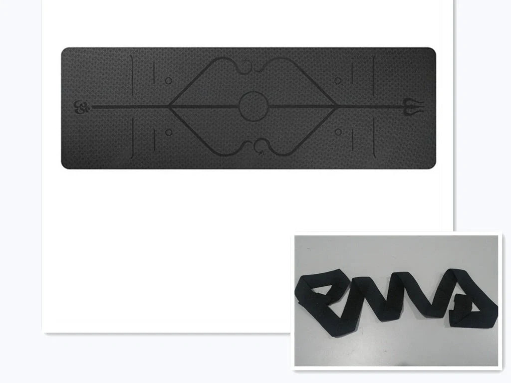 Premium non-slip yoga mat with printed alignment lines for improved form and stability during yoga practice