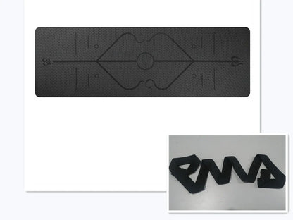 Premium non-slip yoga mat with printed alignment lines for improved form and stability during yoga practice