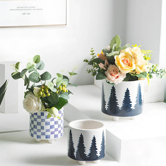 Colour-glazed ceramic flowerpot with 13cm base diameter for succulents and green plants