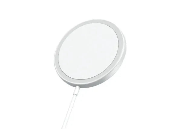 Magsafe magnetic wireless charger in silver metal for iPhone 12 and 13 series with 9V output