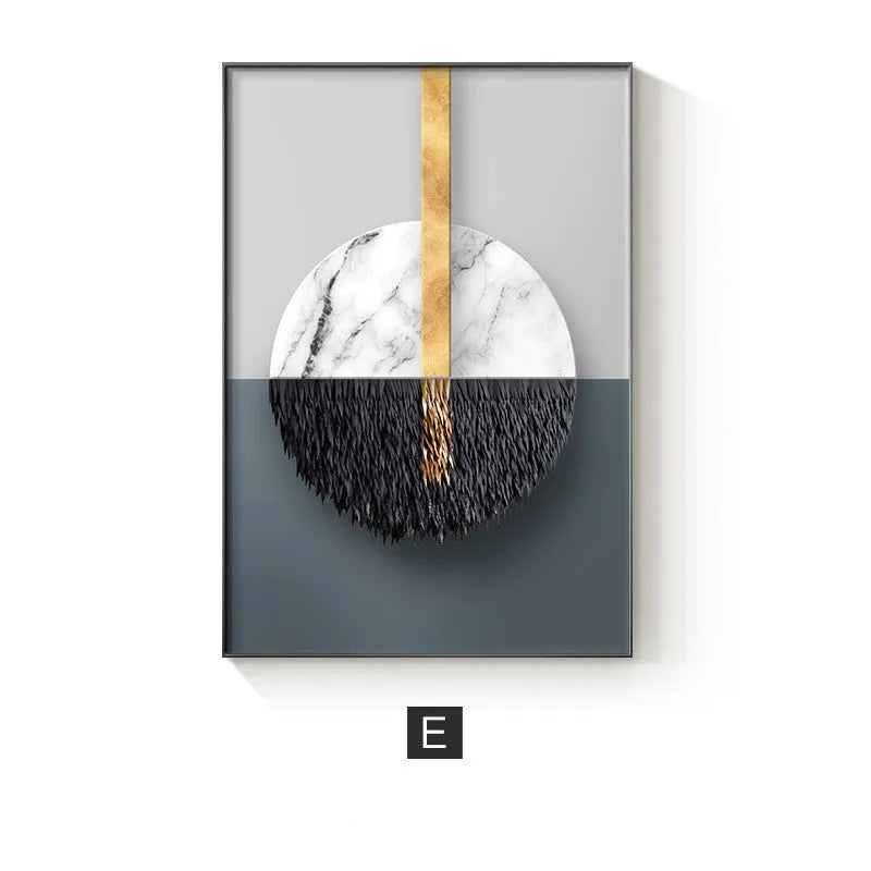 Abstract geometric pattern printed on canvas wall art painting in multiple colour variations