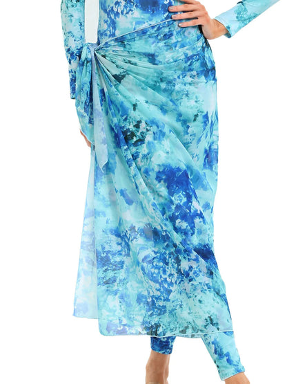 Conservative Muslim women's swimwear three-piece set with apron in polyester fabric
