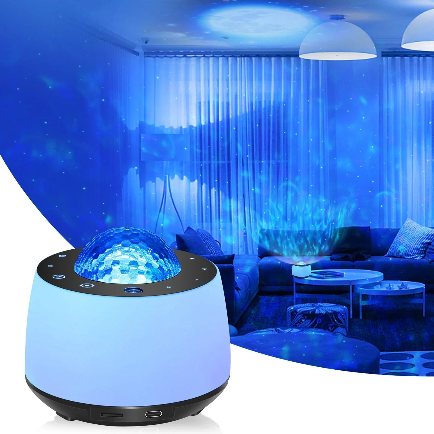 Starry Sky Water Pattern Projection Light projecting vibrant colors and patterns in a dark room