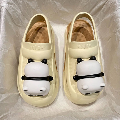 Cozy Panda Night Light Slippers with a charming panda design, built-in night light, and comfortable EVA construction