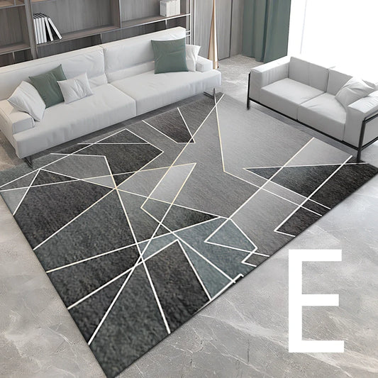 3D printed polyester carpet in bedroom setting showing visual depth design and flat surface texture