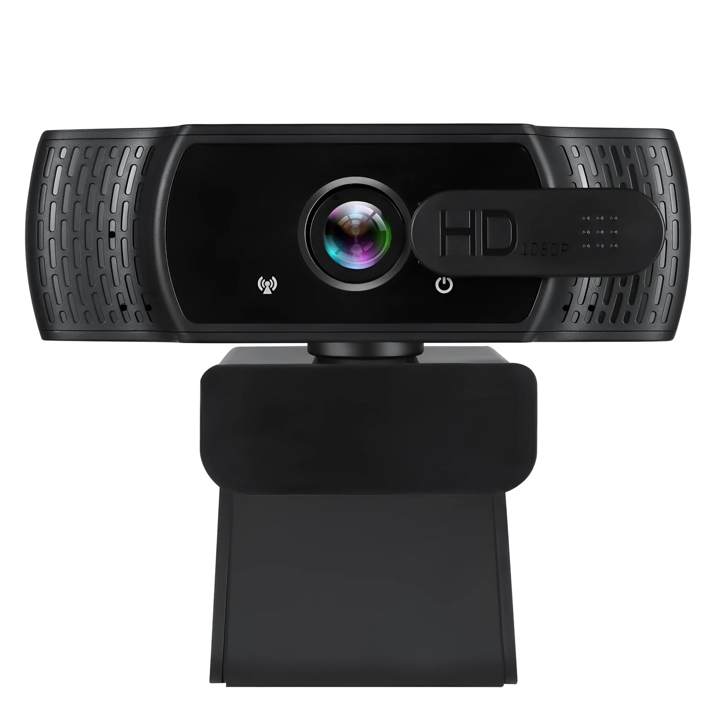 Black 1080P USB webcam with built-in microphone and a universal clip for laptops.