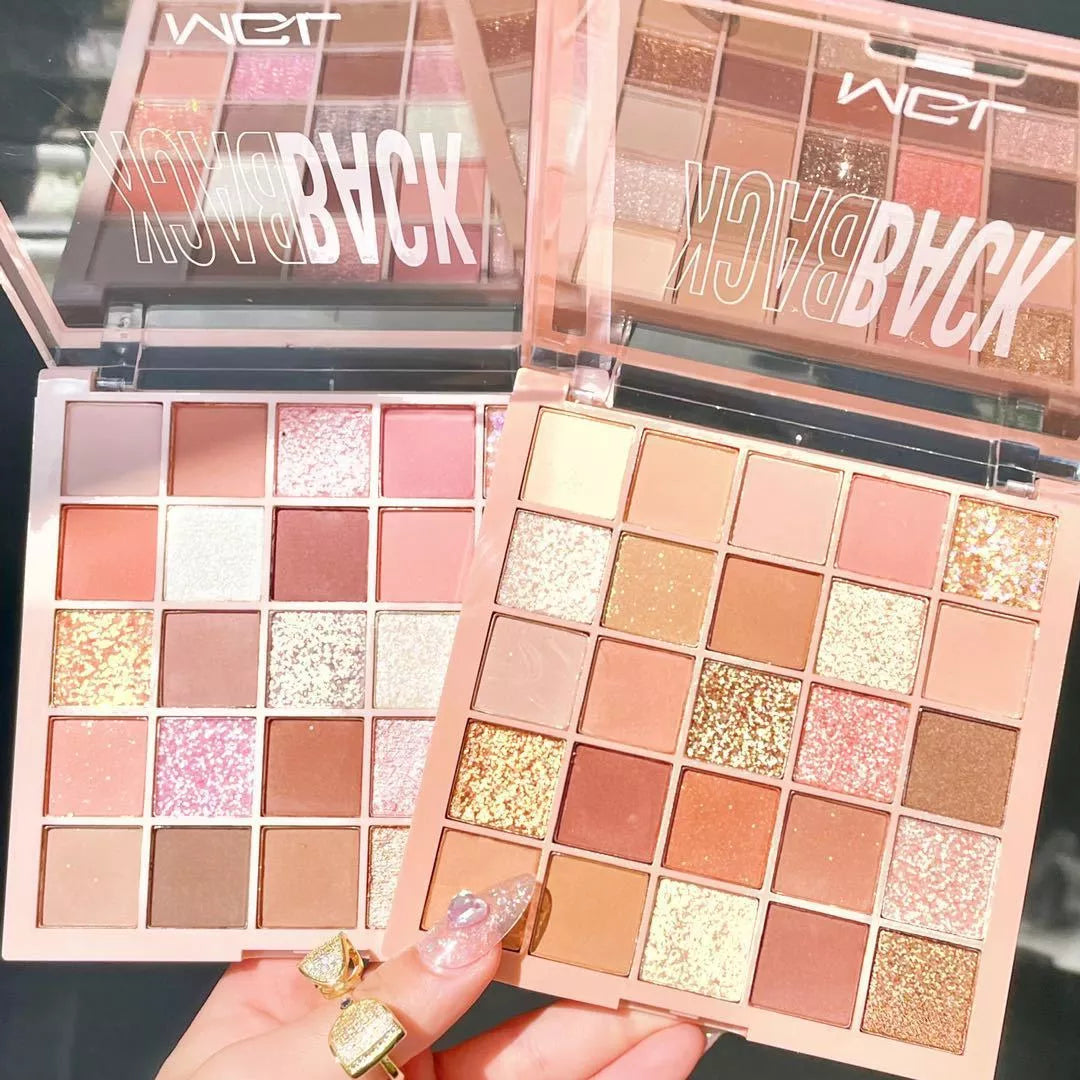 25-color eye shadow plate with shimmer and matte finishes for versatile makeup looks